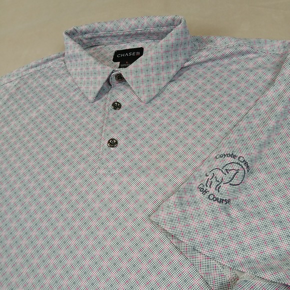Chase 54 Large Mens Shirt Polo Golf Stretch Performance All Over 24x31‎ *DEFECTS - Picture 1 of 14